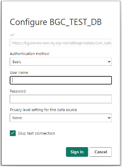 Skip test connection