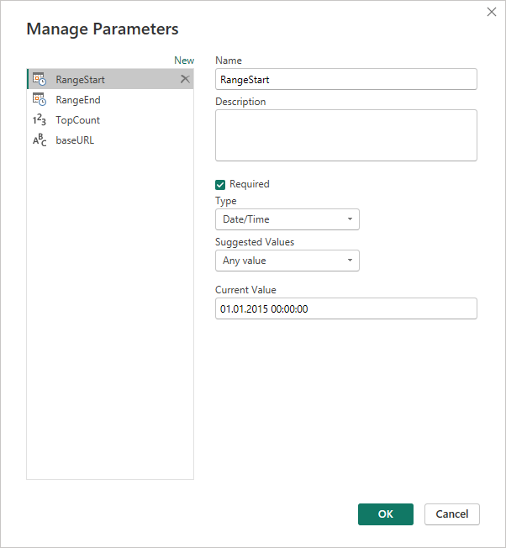 Parameters management