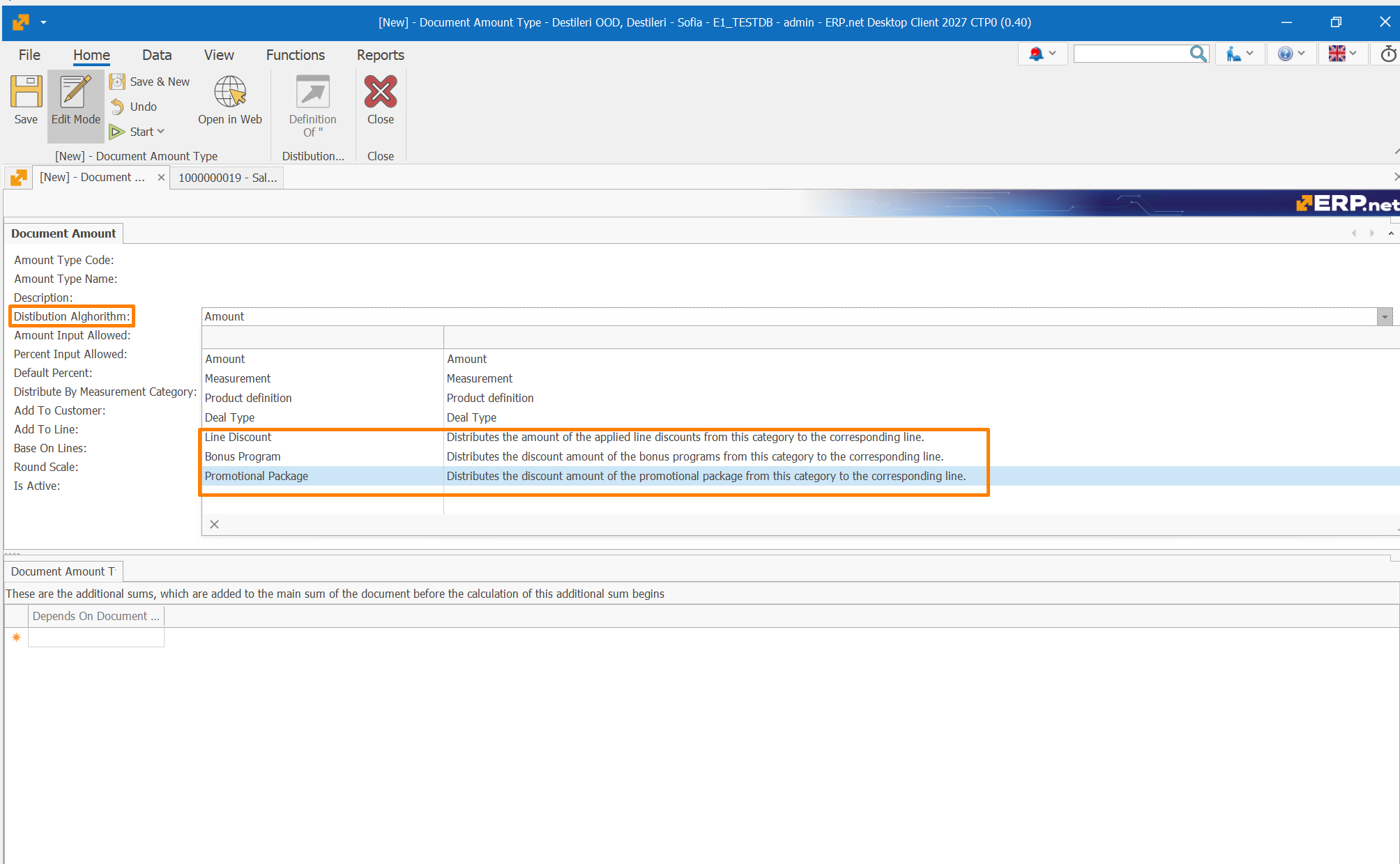 Discount document amount types