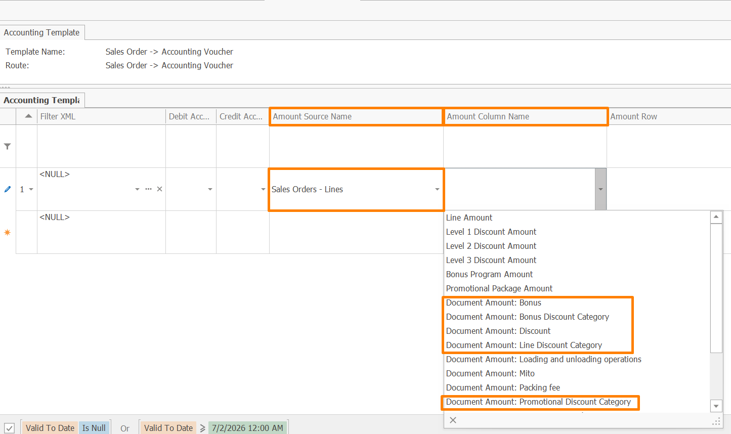 Posting Discount Categories In Sales Order Accounting Template