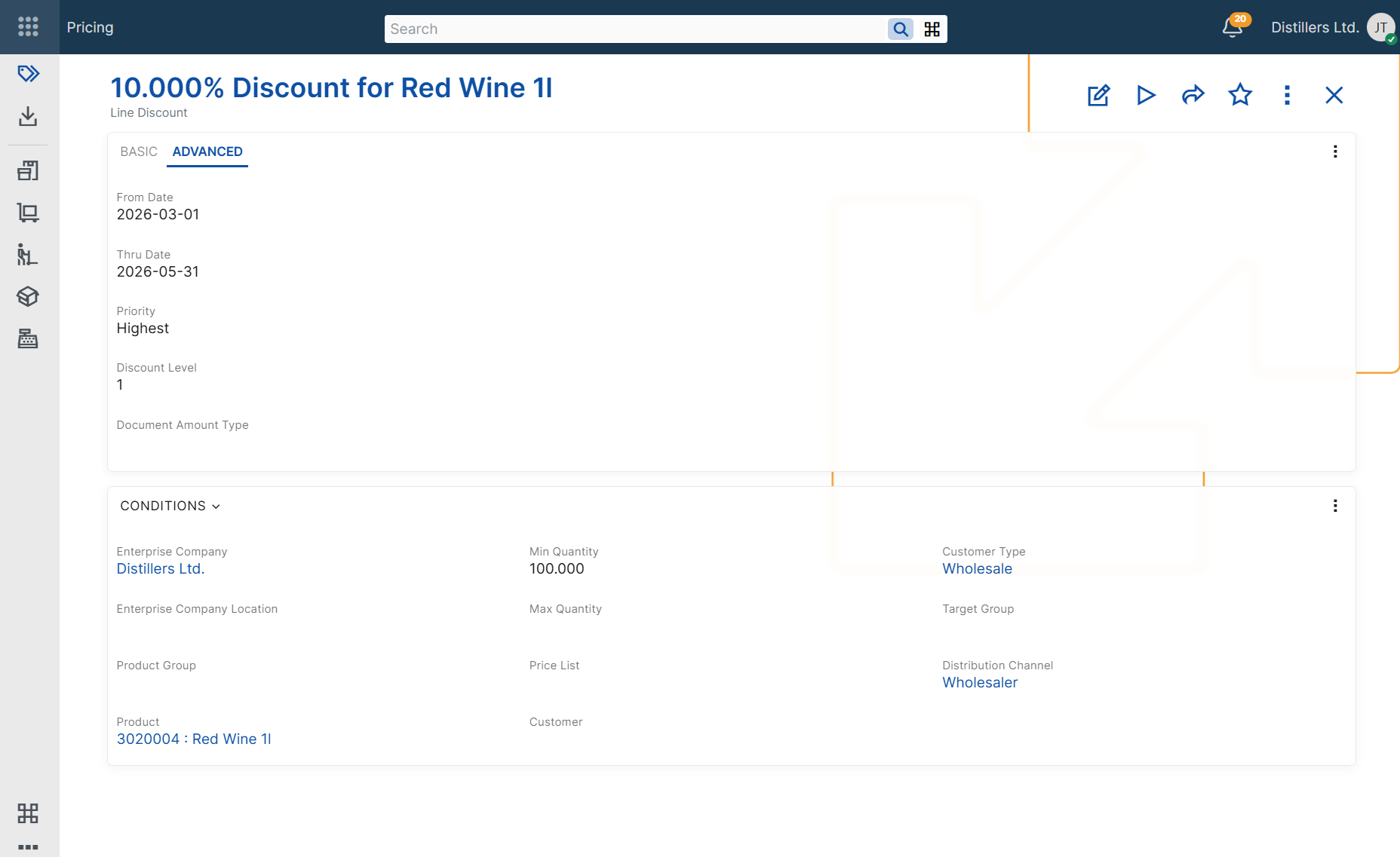 Line Discount Configuration Advanced