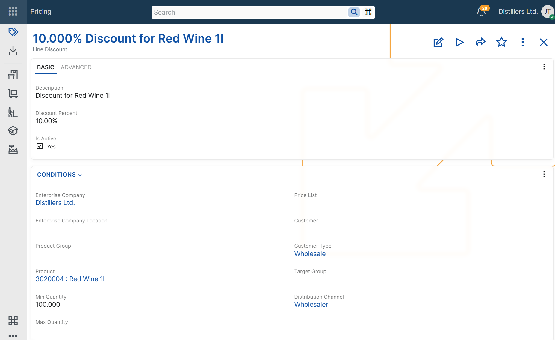 Line Discount Configuration Basic
