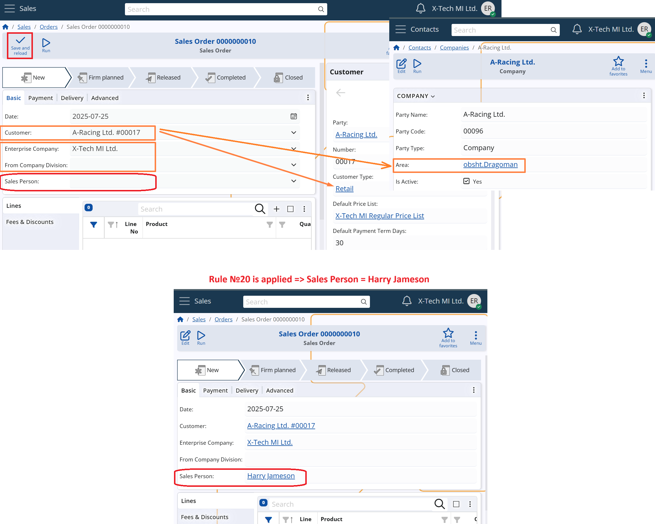 Rule Logic Sales Order