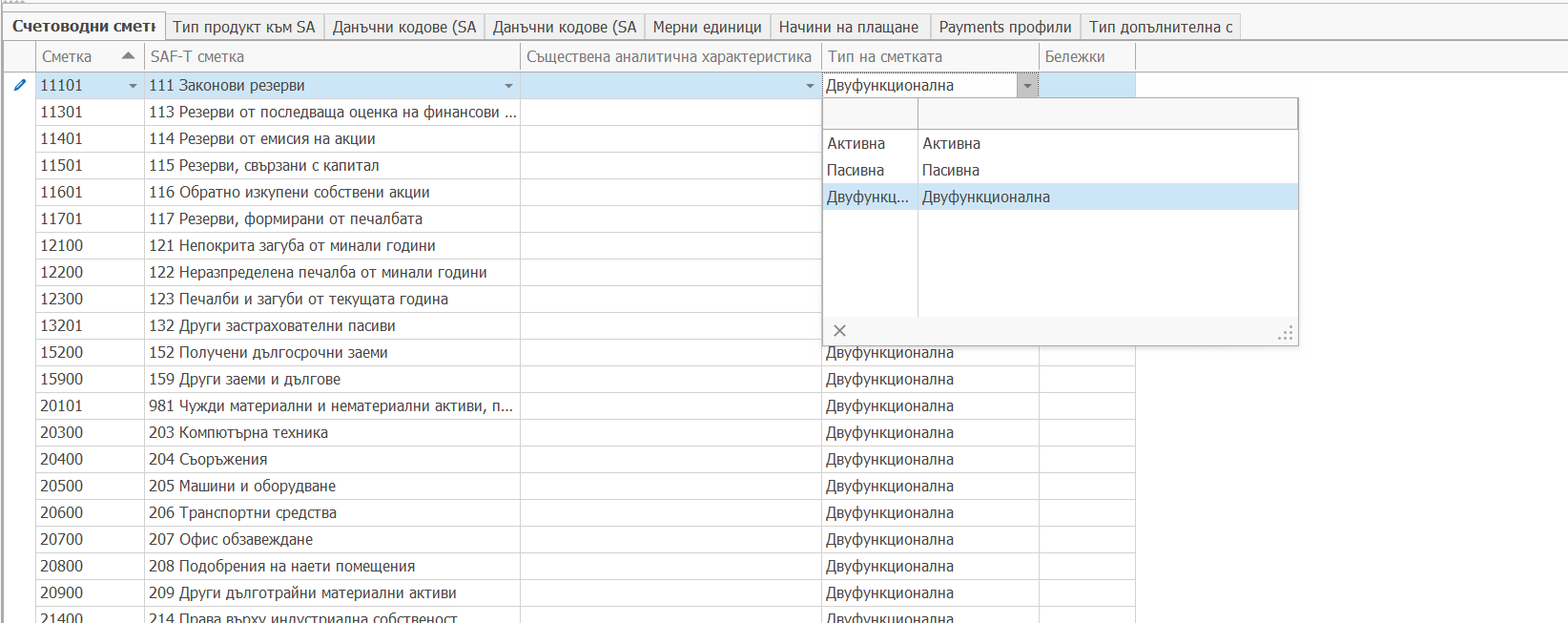Съответствие на счетоводни сметки