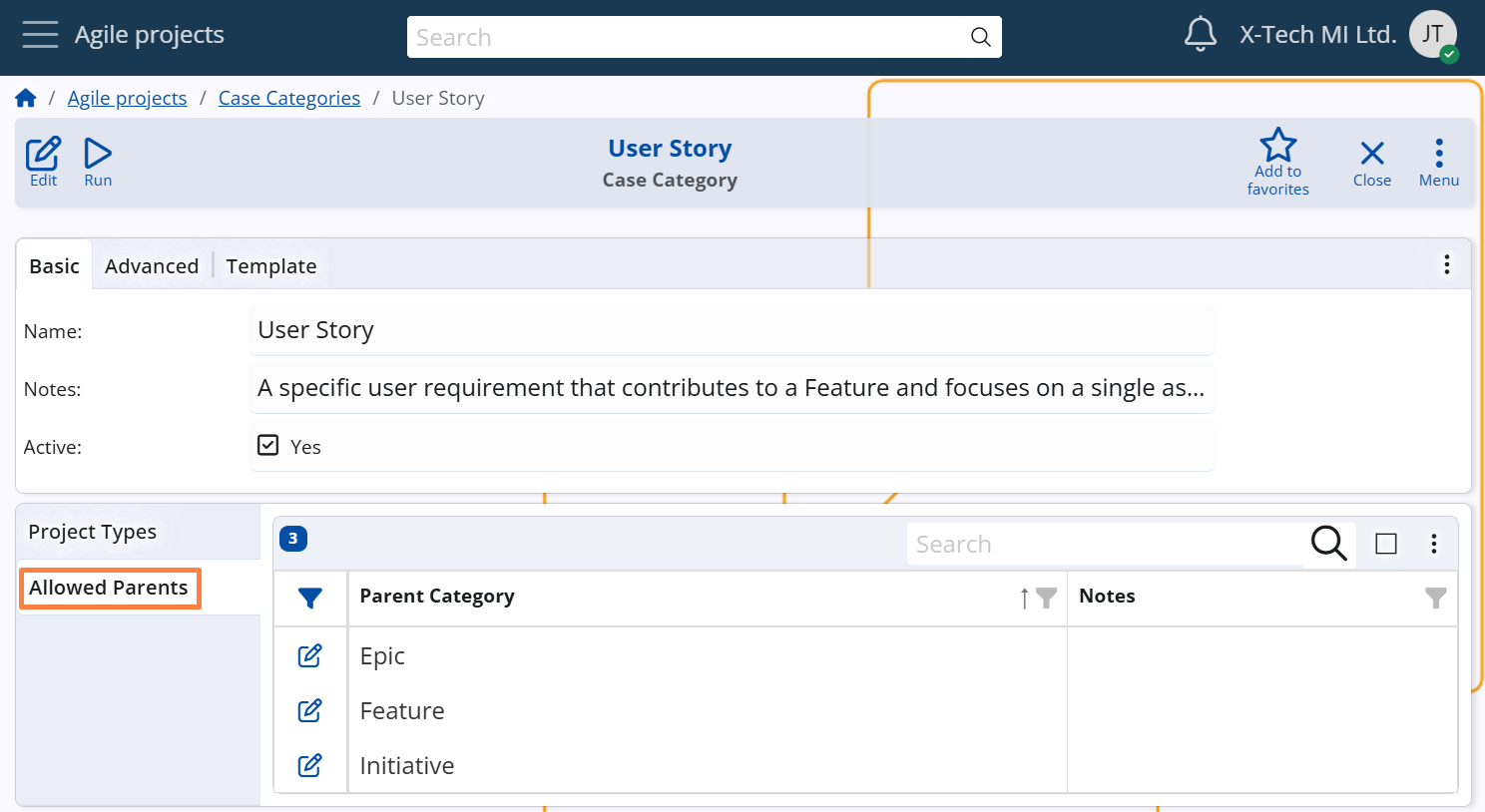 Allowed Parent Categories