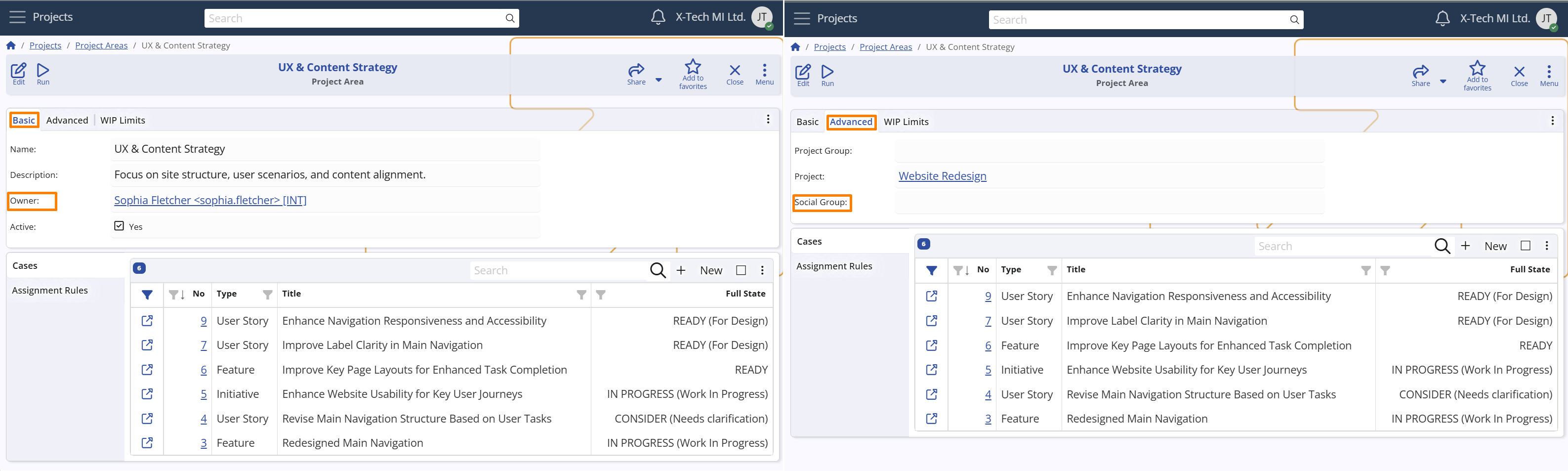 Project Area Responsibility