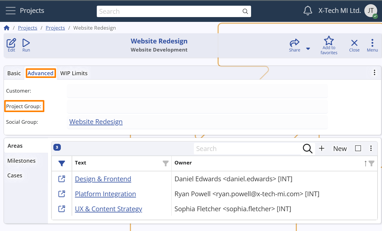 Project Group Association