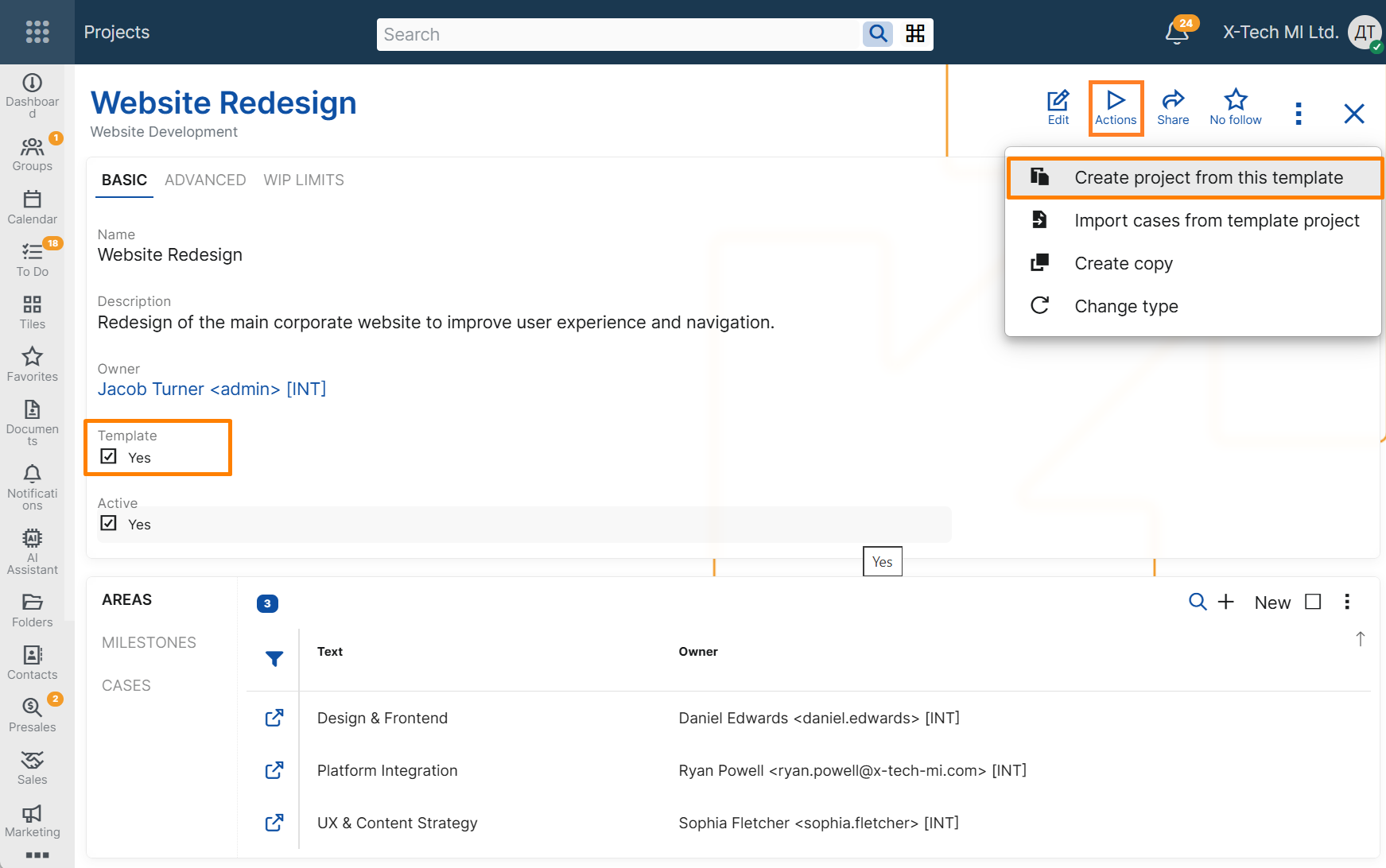 Create project from template