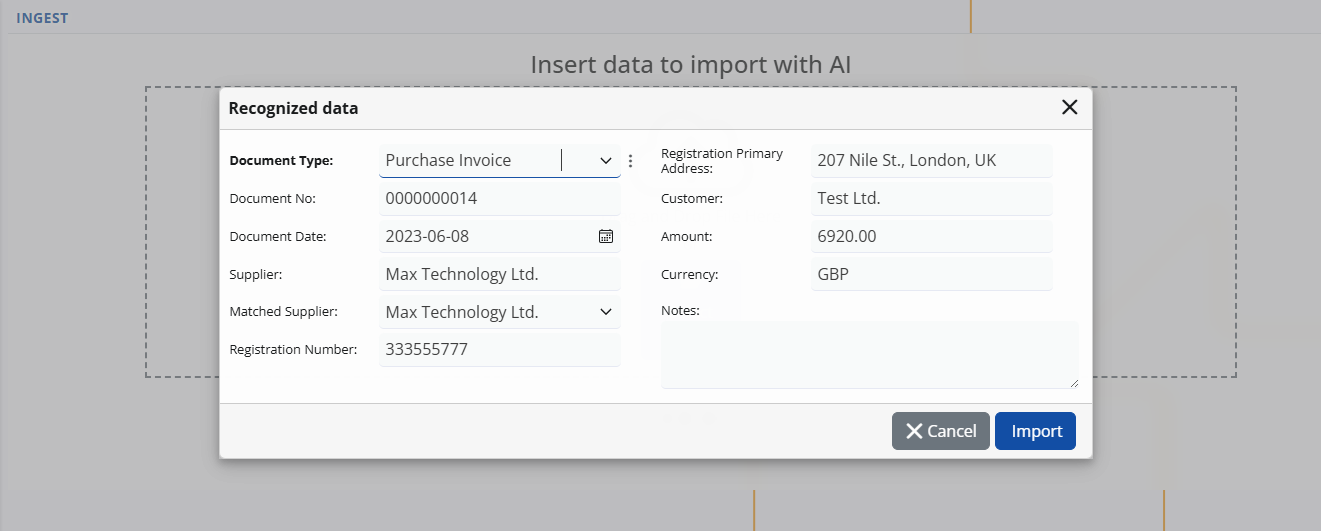 Ingest Recognized Data