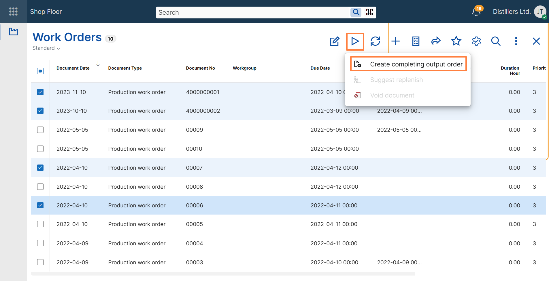 Web Completing Output Order Bulk