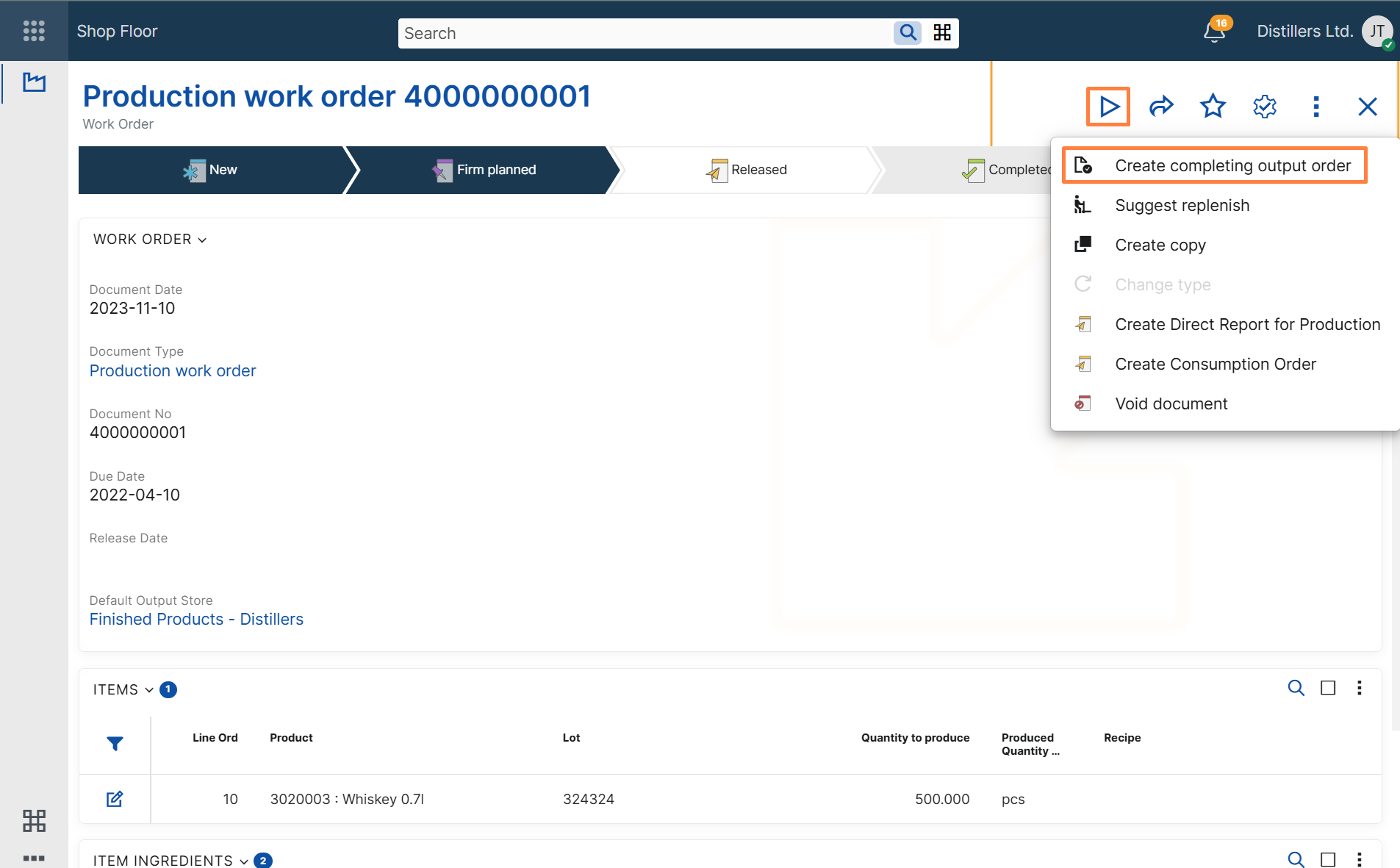Web Completing Output Order