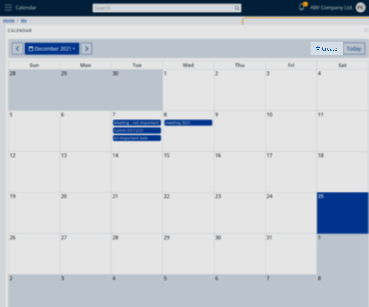 My apps - Calendar create activity