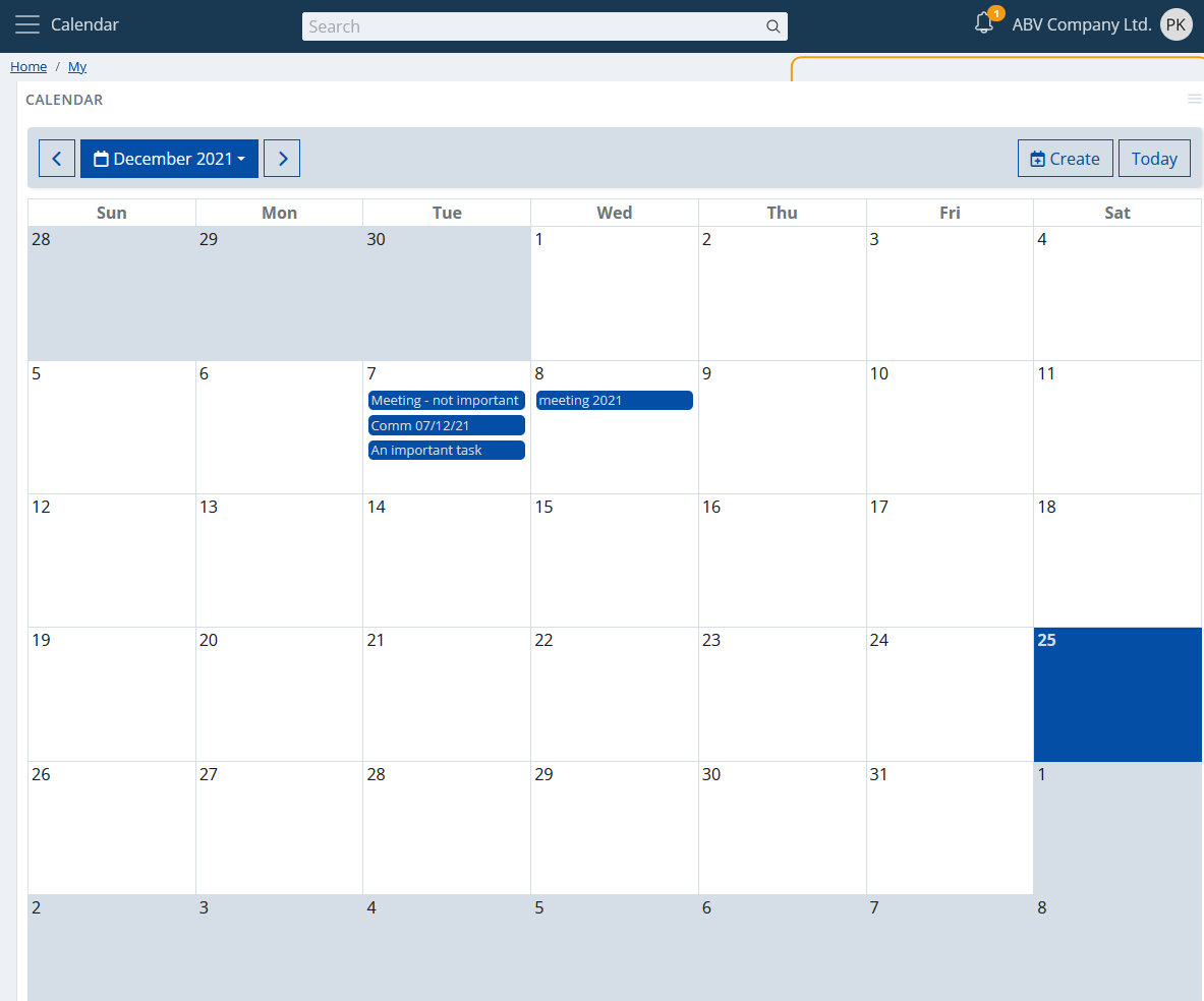 My apps - Calendar Activities