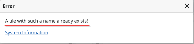 My apps - Create a new tile error