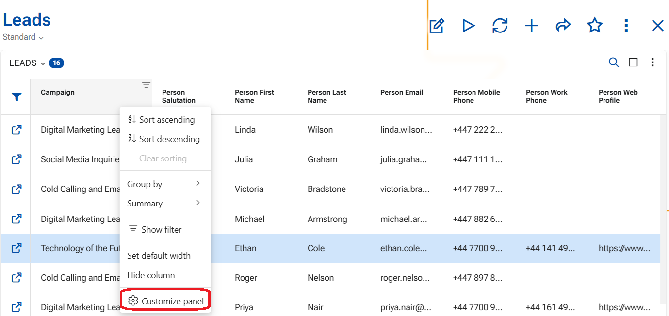 Customize navigator panel | ERP.net Web Client