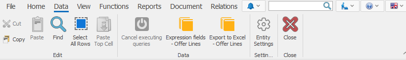 Document command ribbon | ERP.net Windows Client