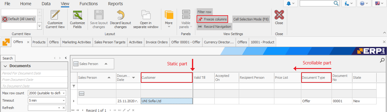 Document command ribbon | ERP.net Windows Client