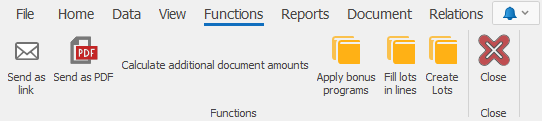 Document command ribbon | ERP.net Windows Client