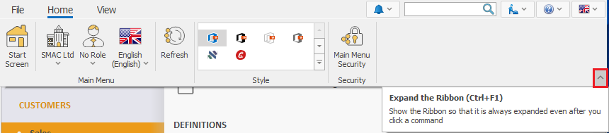 Command ribbon | ERP.net Windows Client