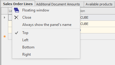 Panel Position