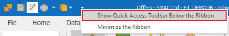 Show Quick Access Toolbar Below the Ribbon