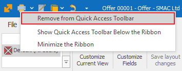 Remove from Quick Access Toolbar